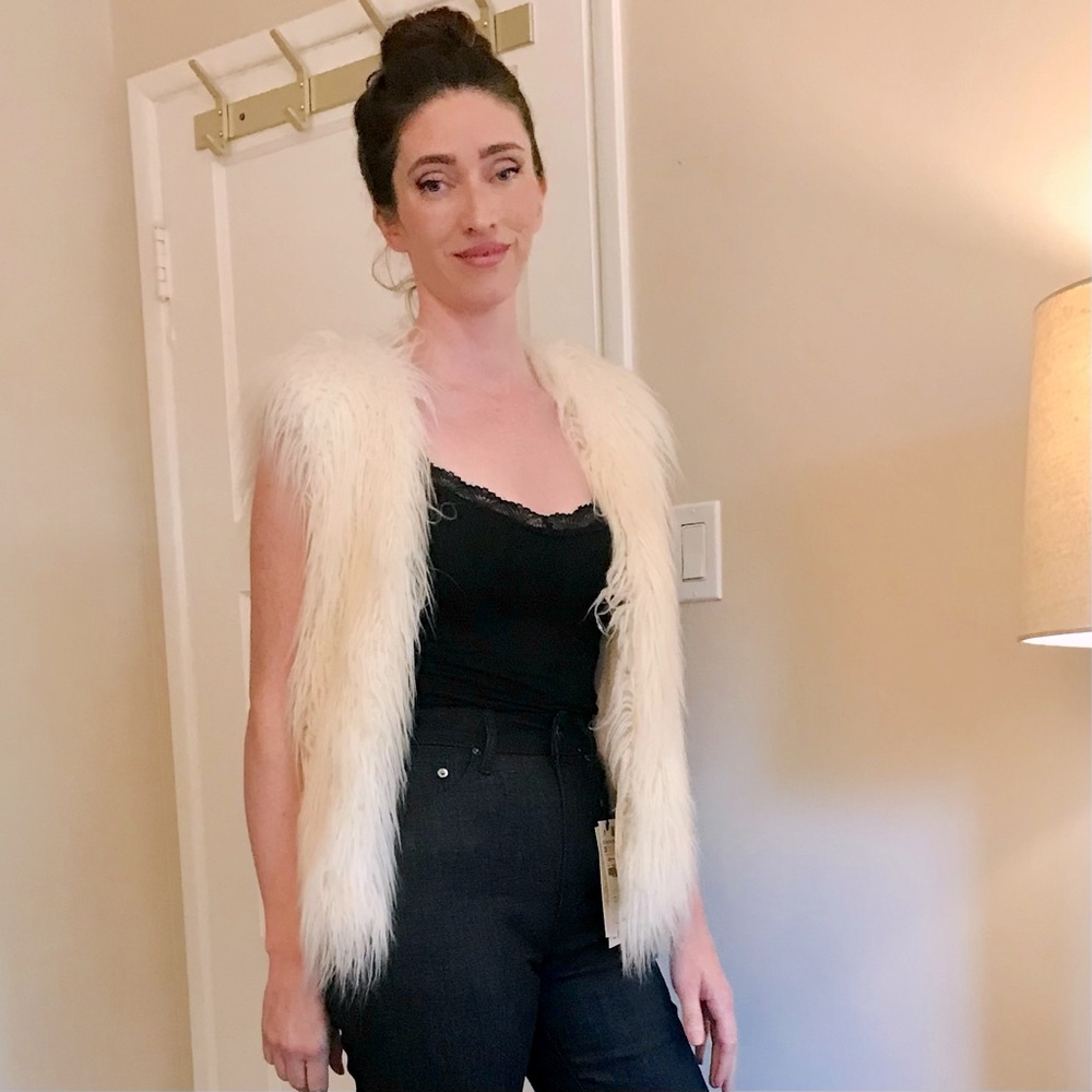 H&M Cream Faux Fur Vest